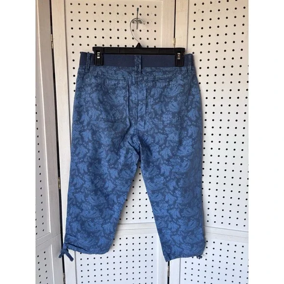 Style & Co Women's 8P Blue Floral Cotton Blend Capri Pants Cinch Leg - Picture 7 of 7